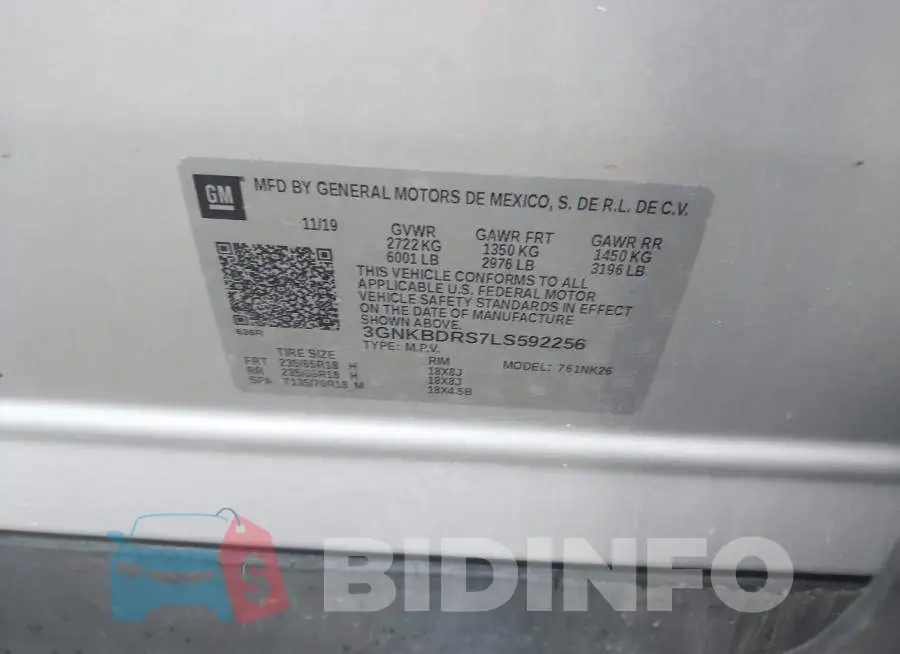 3GNKBDRS7LS592256 Photo# 9