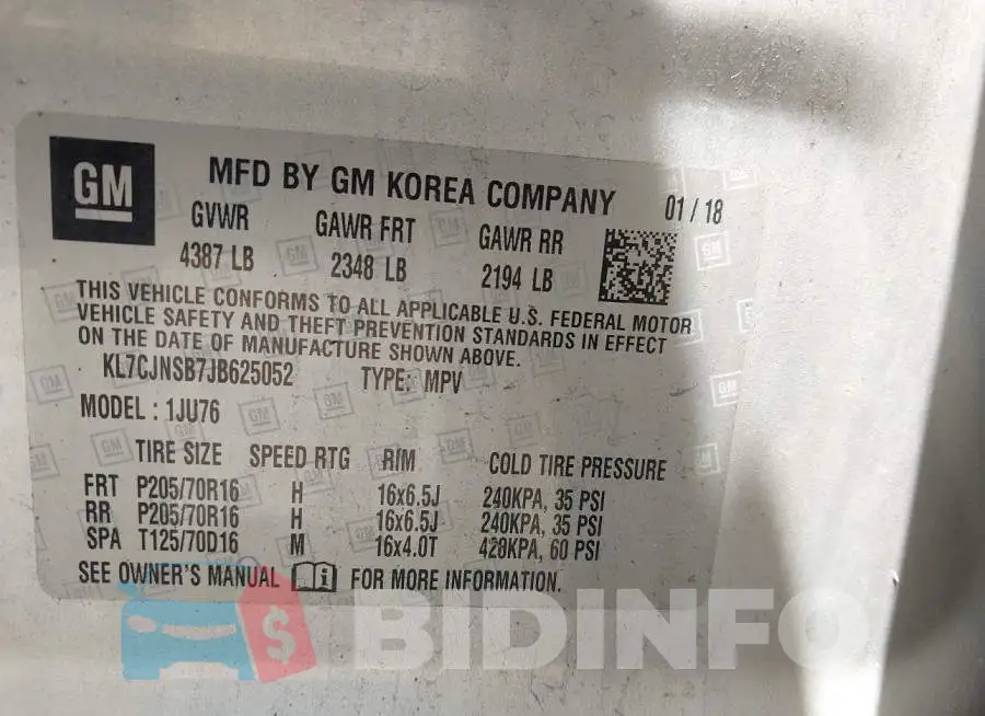KL7CJNSB7JB625052 Photo# 9