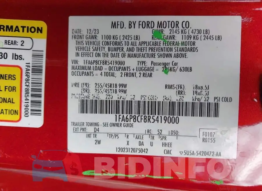 1FA6P8CF8R5419000 Photo# 9