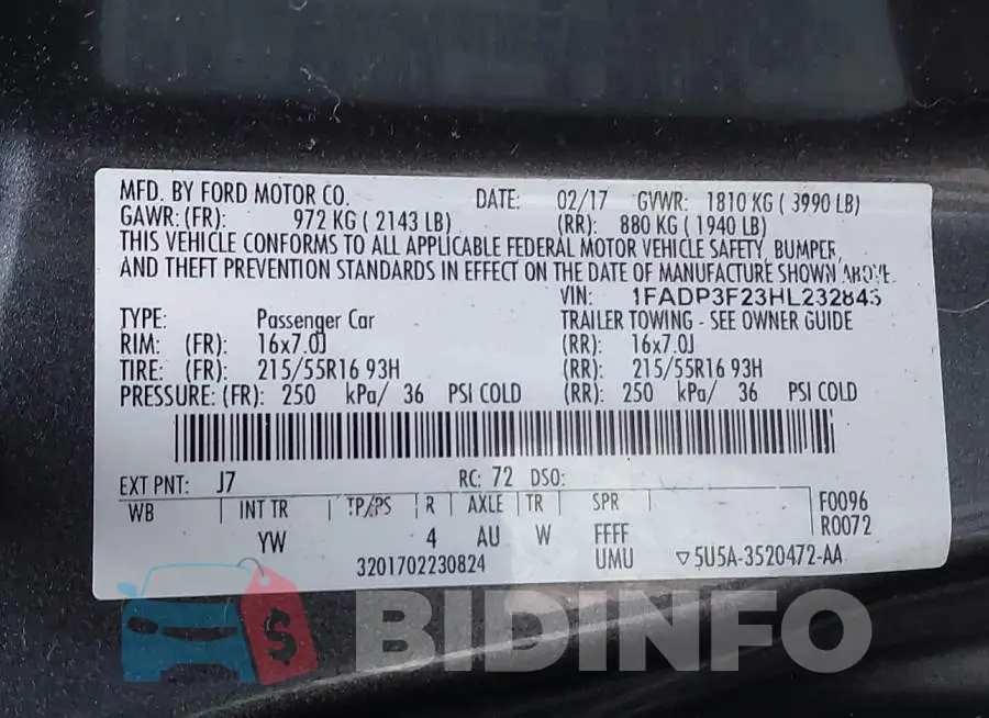 1FADP3F23HL232843 Photo# 9