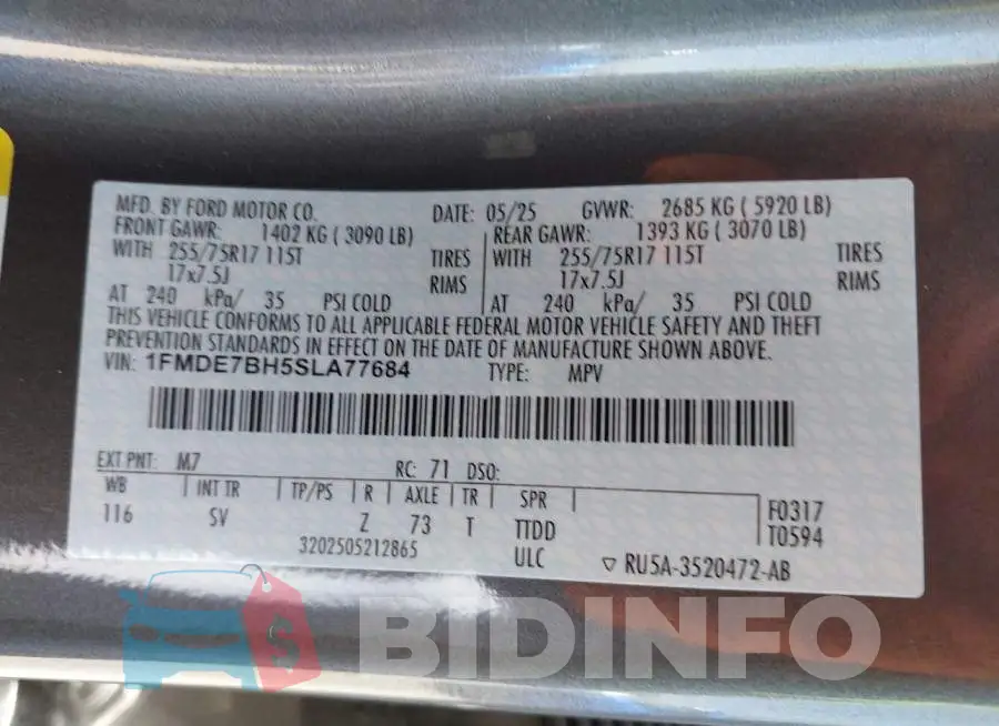 1FMDE7BH5SLA77684 Photo# 9