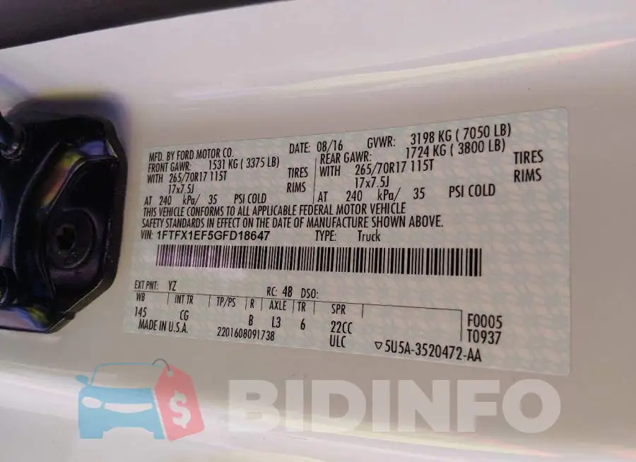 1FTFX1EF5GFD18647 Photo# 9