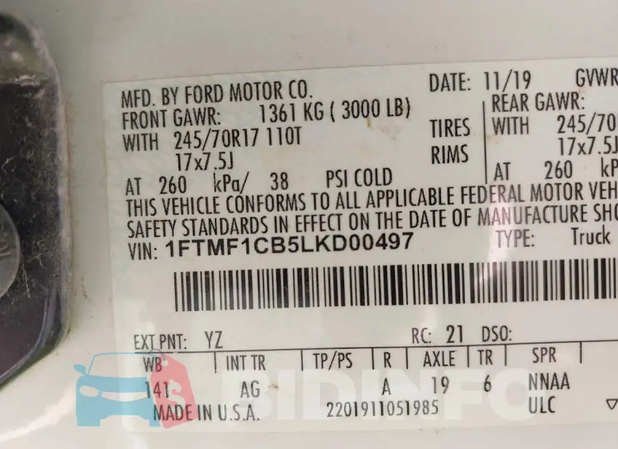 1FTMF1CB5LKD00497 Photo# 9