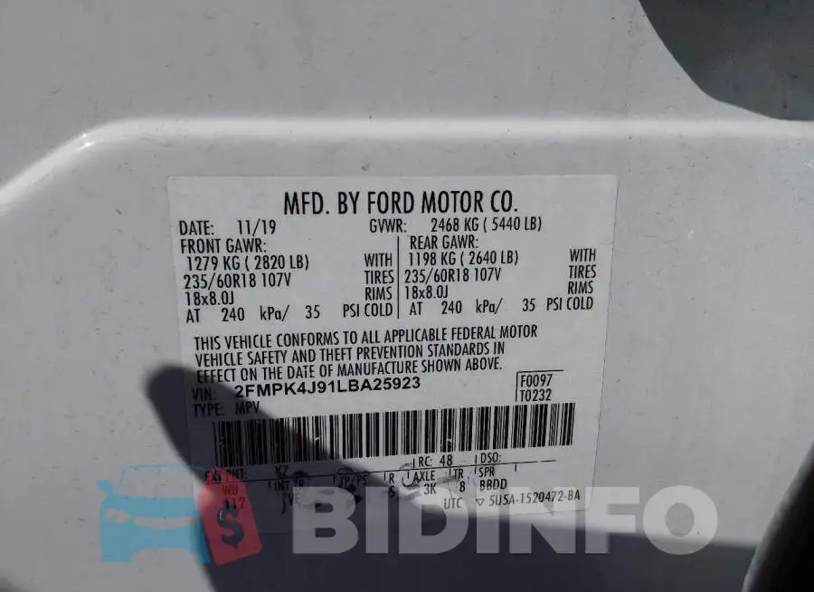 2FMPK4J91LBA25923 Photo# 9