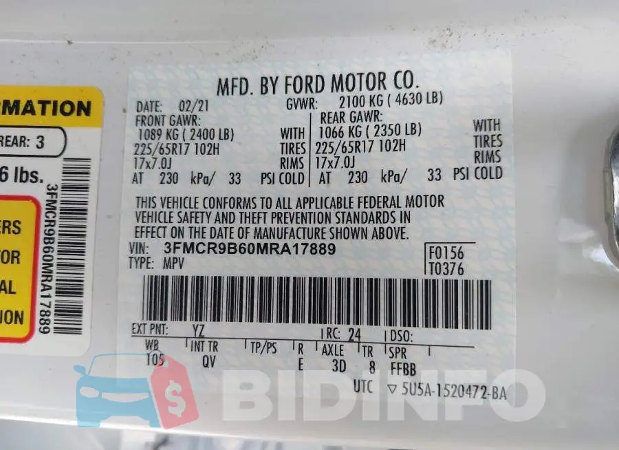 3FMCR9B60MRA17889 Photo# 9