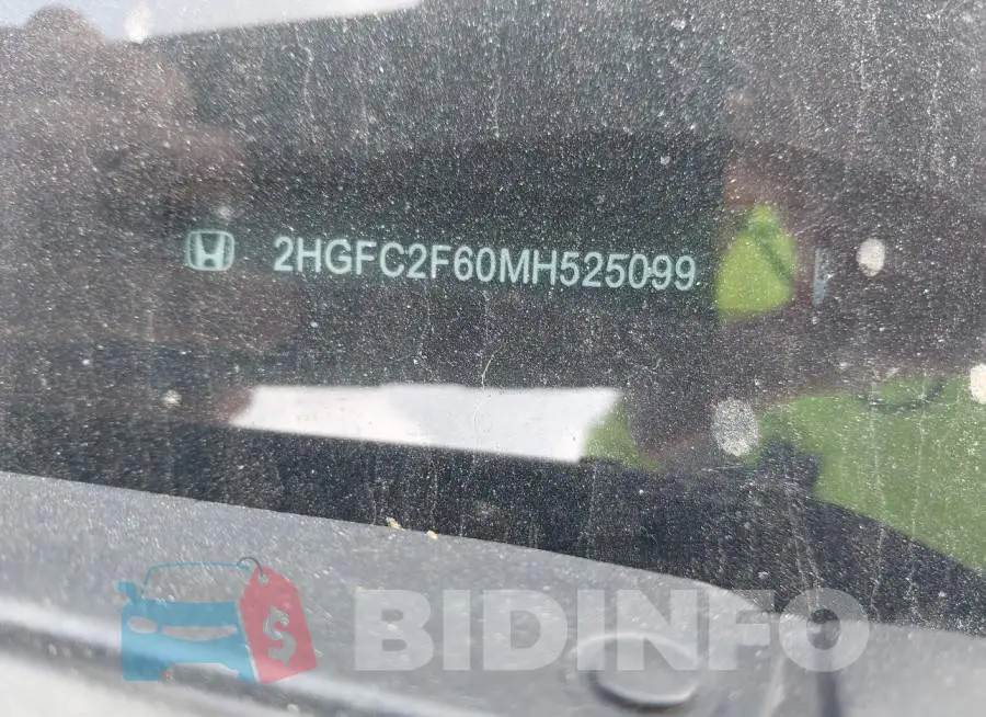2HGFC2F60MH525099 Photo# 9