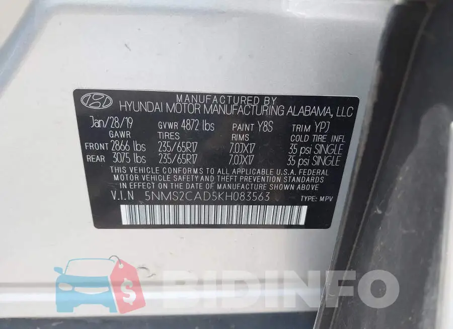 5NMS2CAD5KH083563 Photo# 9
