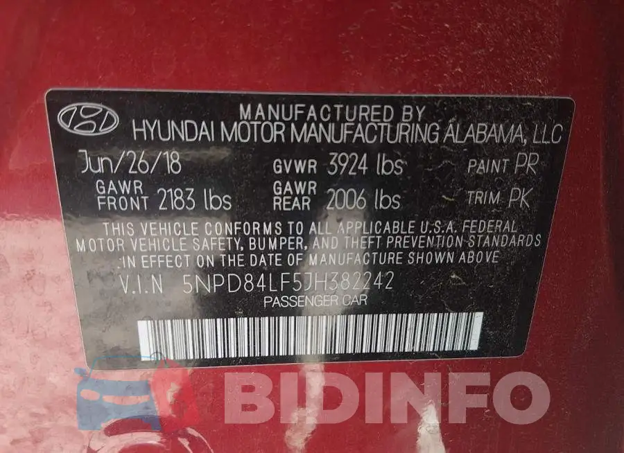 5NPD84LF5JH382242 Photo# 9