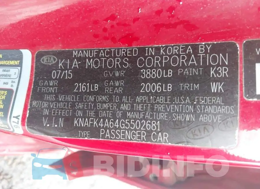 KNAFK4A64G5502681 Photo# 9
