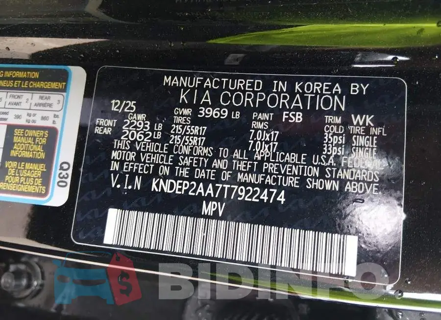 KNDEP2AA7T7922474 Photo# 9