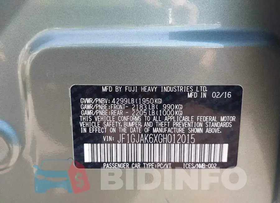 JF1GJAK6XGH012015 Photo# 9