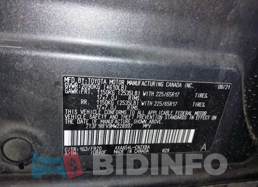 2T3F1RFV9MW228997 Photo# 9