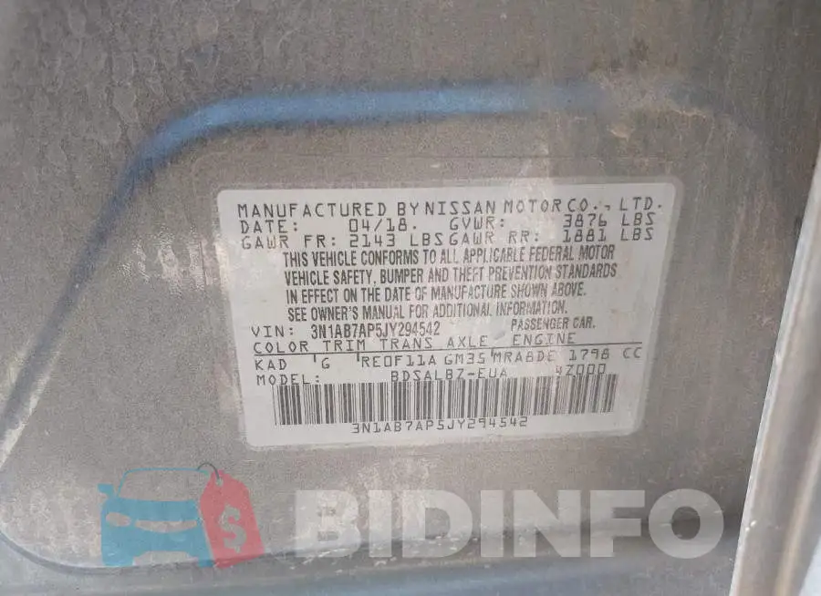 3N1AB7AP5JY294542 Photo# 9