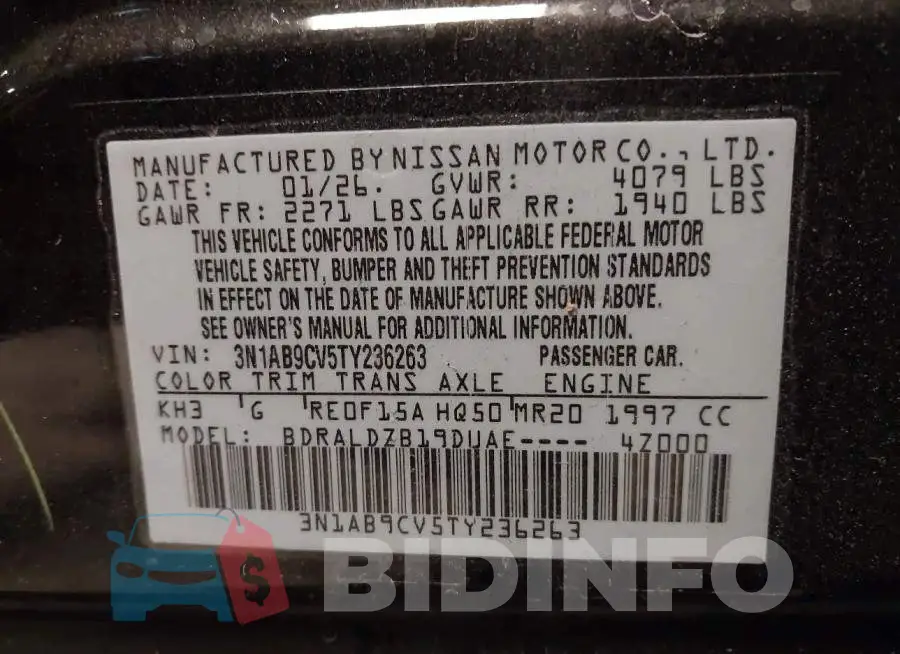 3N1AB9CV5TY236263 Photo# 9
