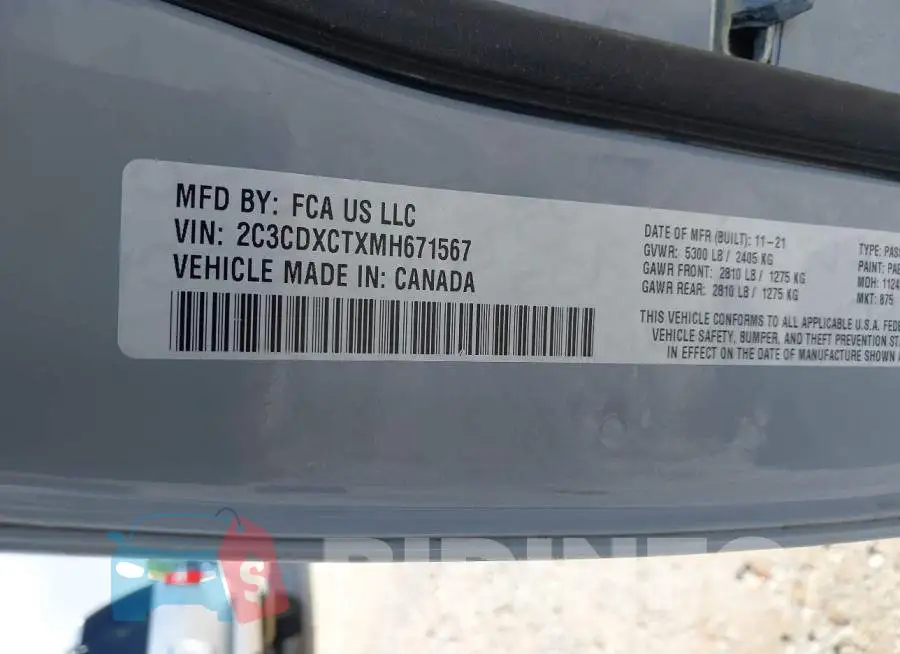 2C3CDXCTXMH671567 Photo# 9