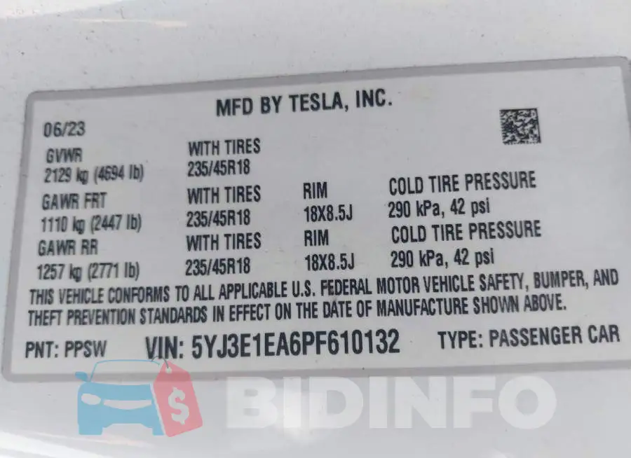 5YJ3E1EA6PF610132 Photo# 9