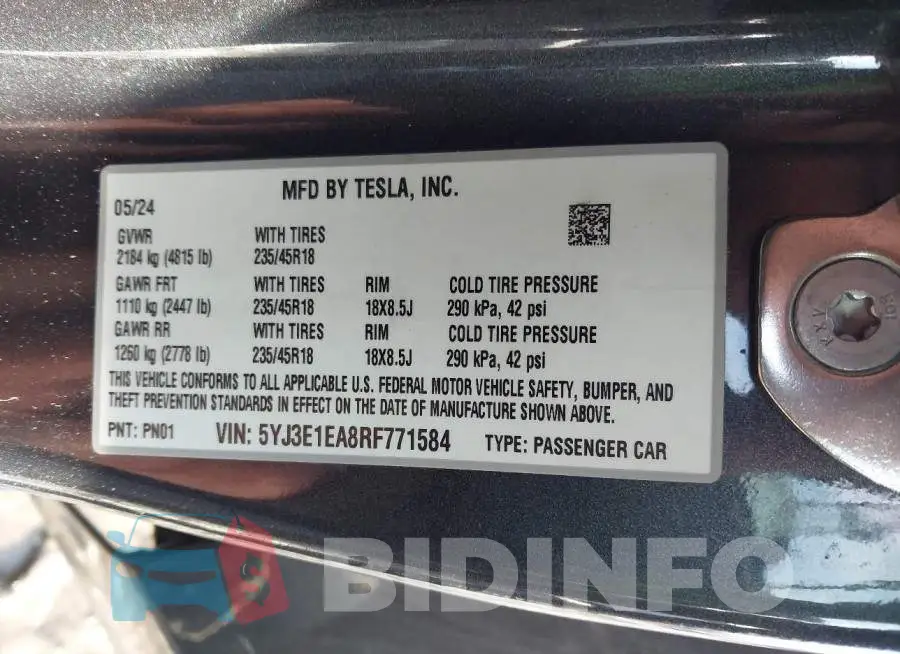 5YJ3E1EA8RF771584 Photo# 9