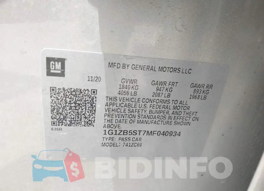 1G1ZB5ST7MF040934 Photo# 9