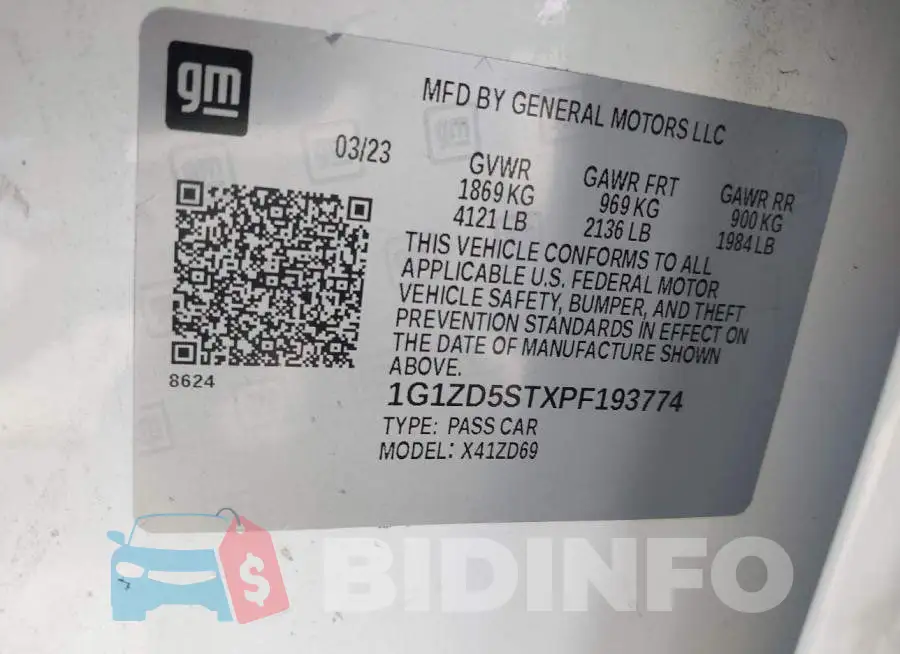 1G1ZD5STXPF193774 Photo# 9