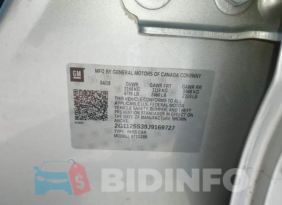 2G1125S39J9169727 Photo# 9