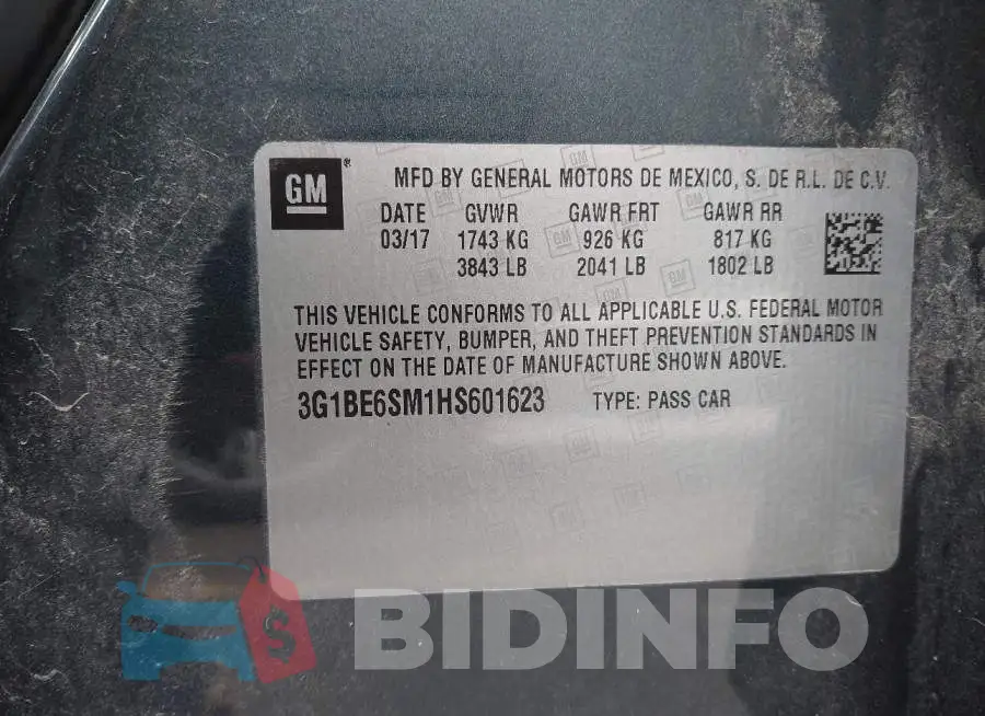 3G1BE6SM1HS601623 Photo# 9