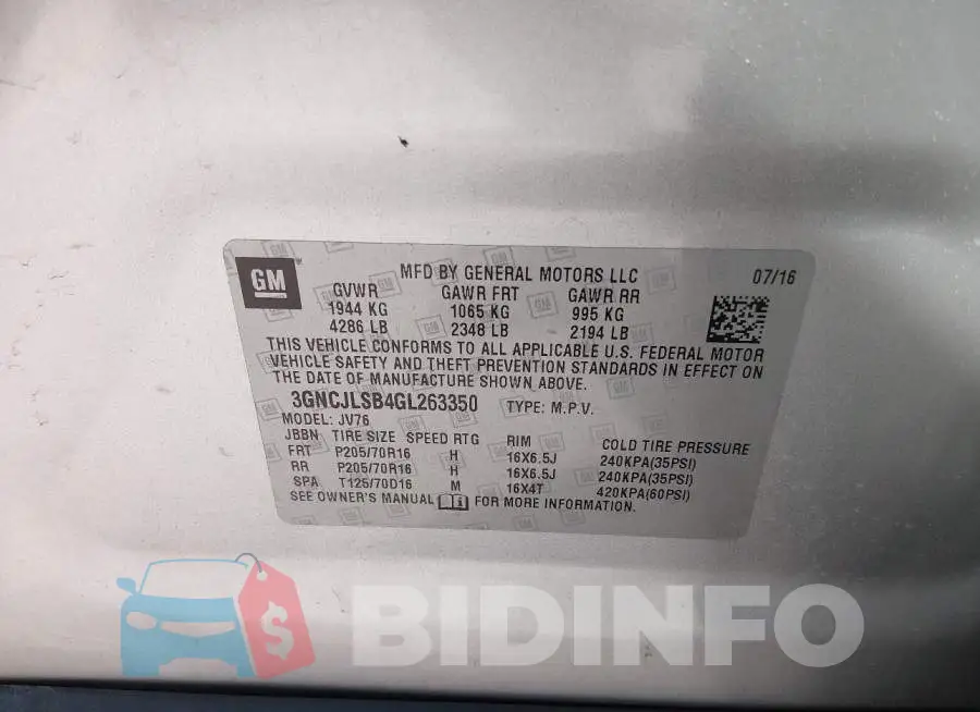 3GNCJLSB4GL263350 Photo# 9