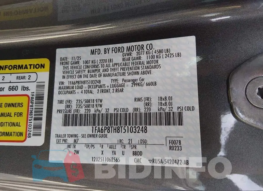 1FA6P8TH8T5103248 Photo# 9