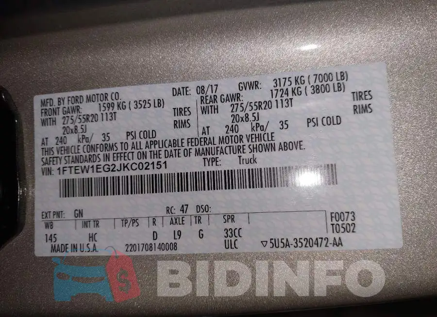 1FTEW1EG2JKC02151 Photo# 9