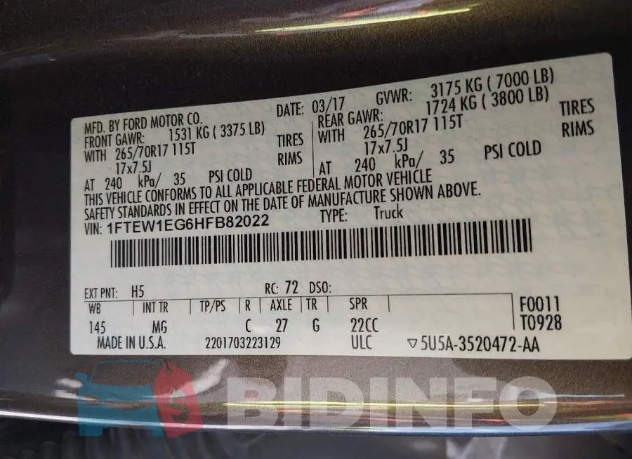 1FTEW1EG6HFB82022 Photo# 9