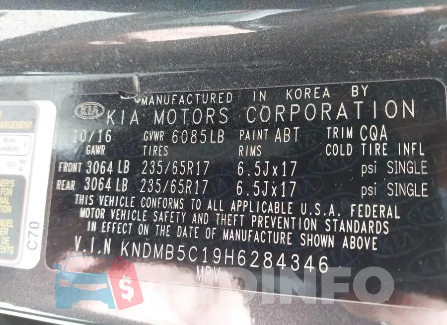 KNDMB5C19H6284346 Photo# 9