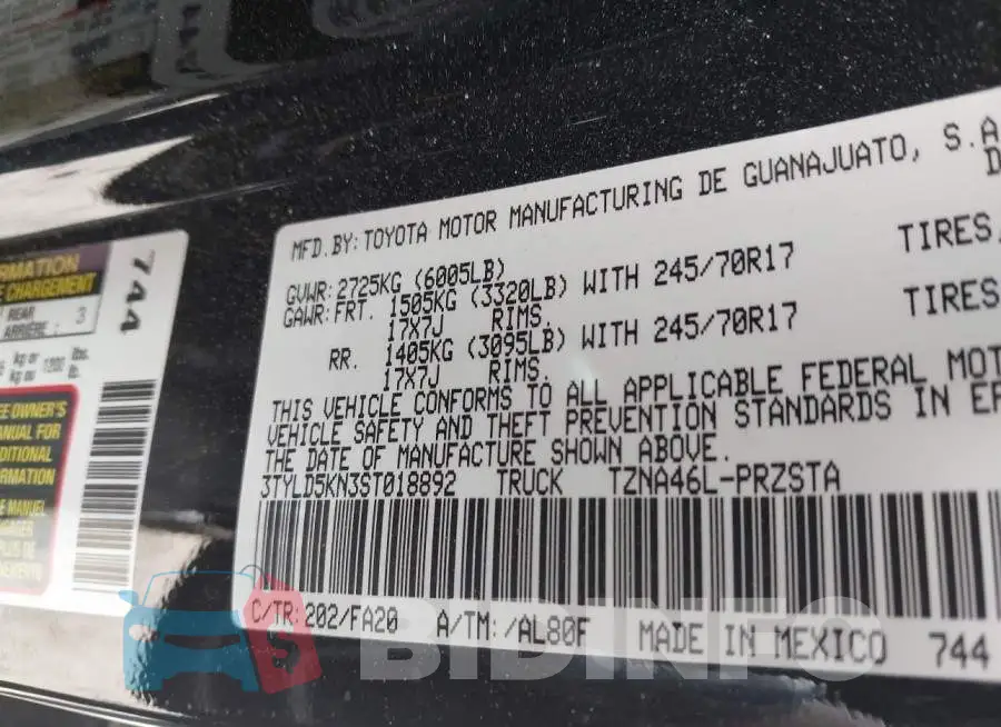 3TYLD5KN3ST018892 Photo# 9