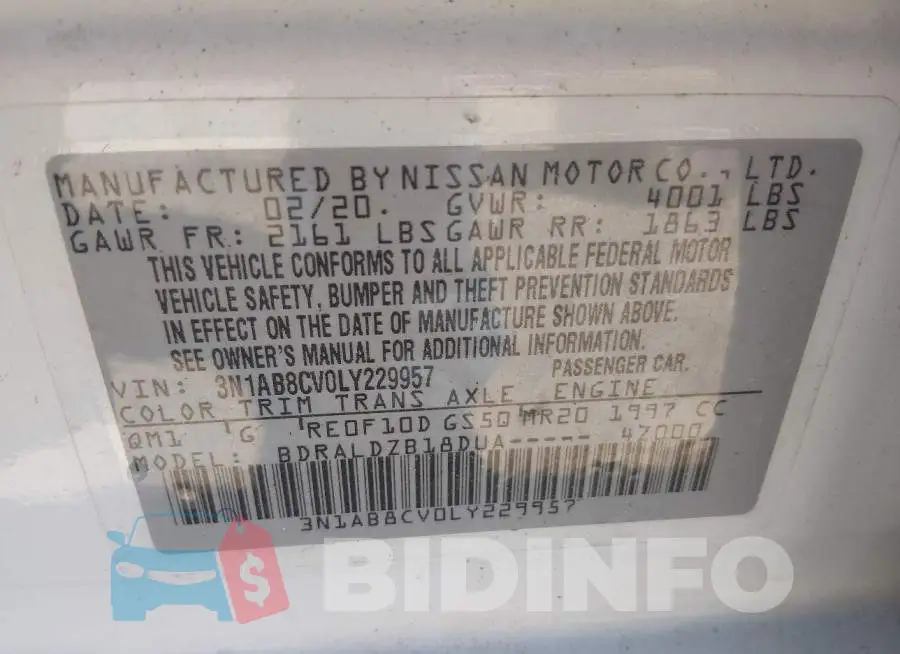 3N1AB8CV0LY229957 Photo# 9