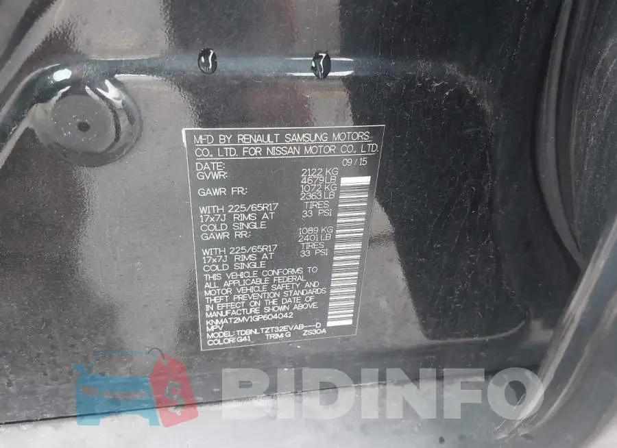 KNMAT2MV1GP604042 Photo# 9