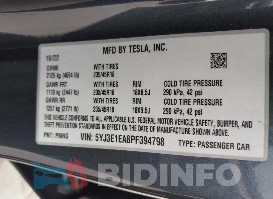 5YJ3E1EA8PF394798 Photo# 9