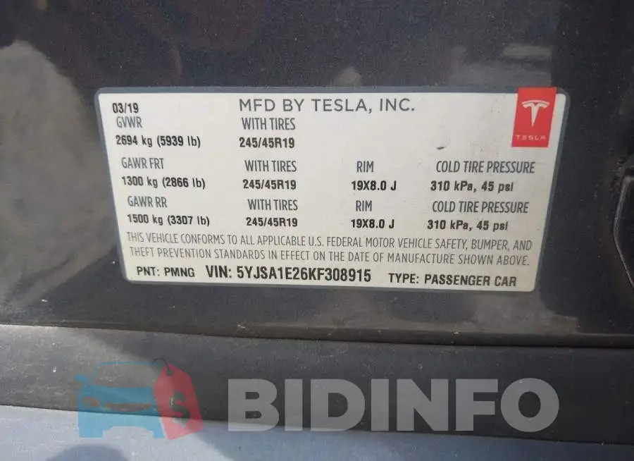 5YJSA1E26KF308915 Photo# 9