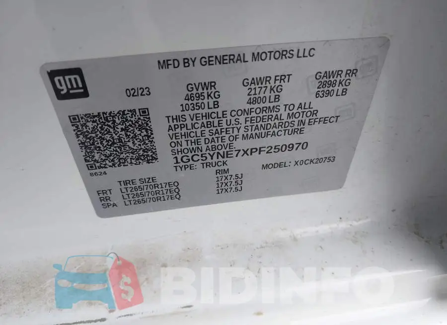 1GC5YNE7XPF250970 Photo# 8
