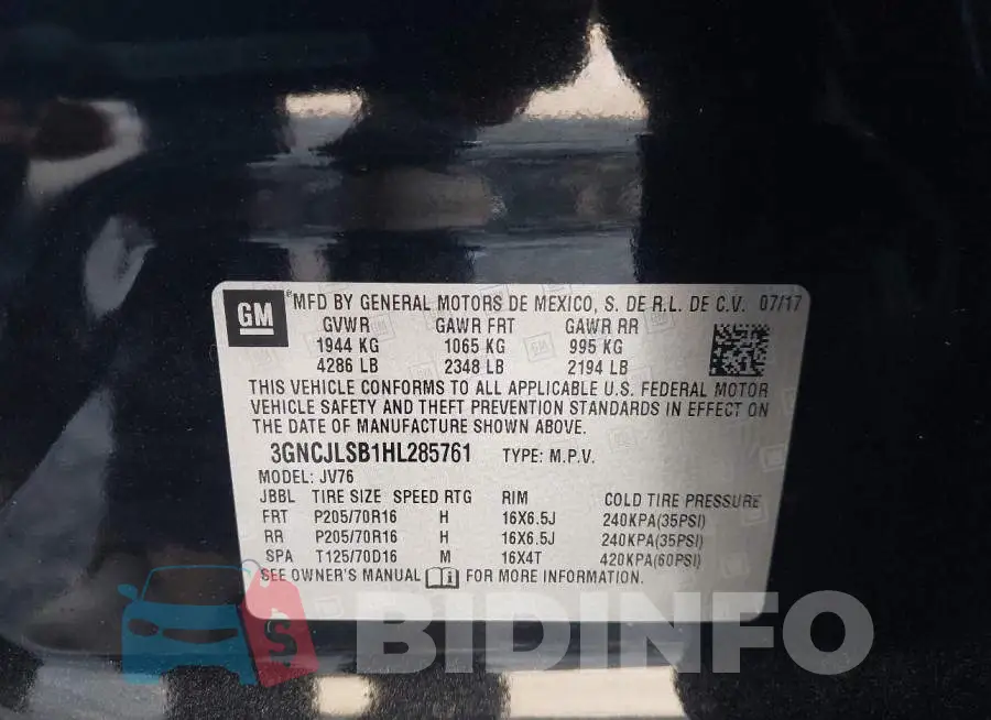 3GNCJLSB1HL285761 Photo# 9
