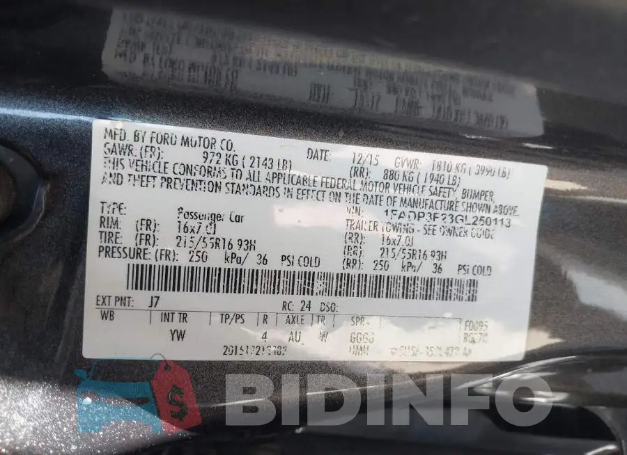 1FADP3F23GL250113 Photo# 9