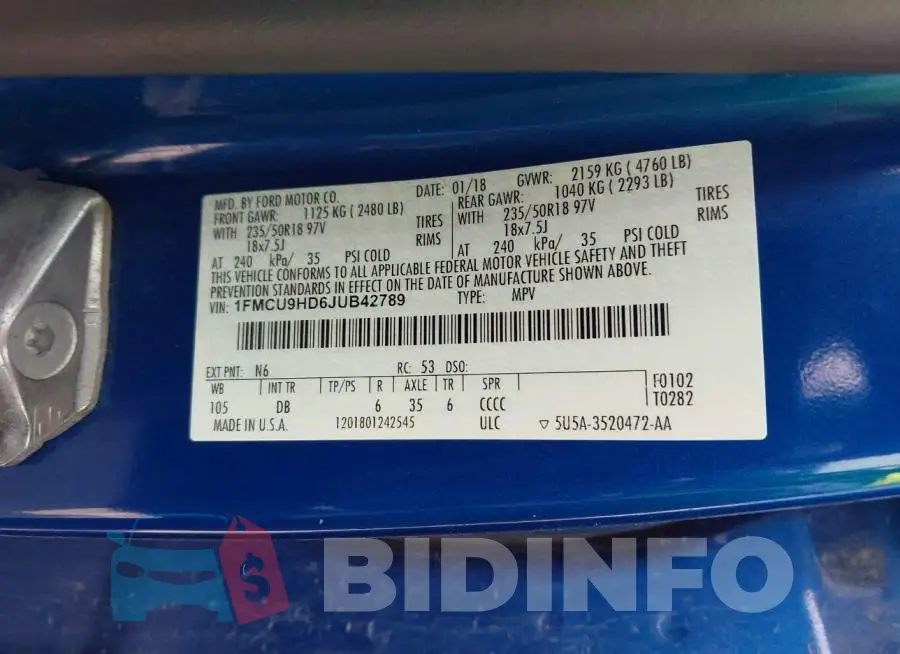 1FMCU9HD6JUB42789 Photo# 9