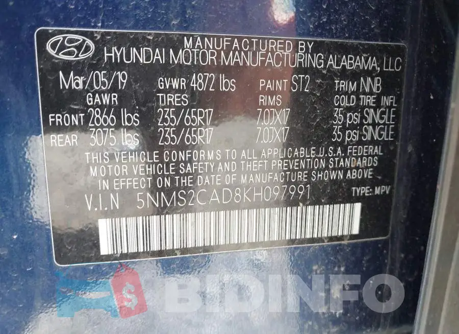 5NMS2CAD8KH097991 Photo# 9