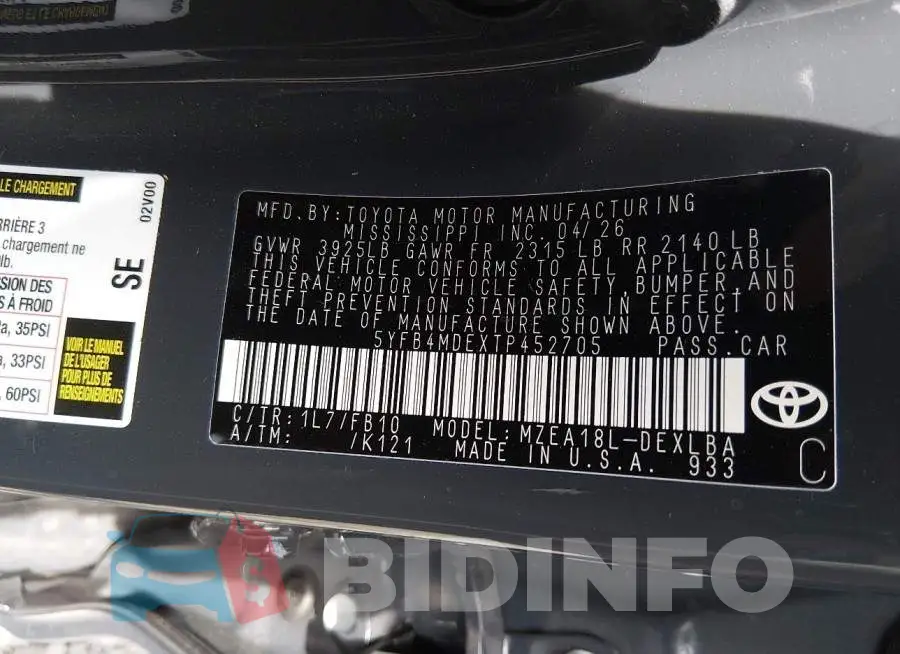 5YFB4MDEXTP452705 Photo# 9