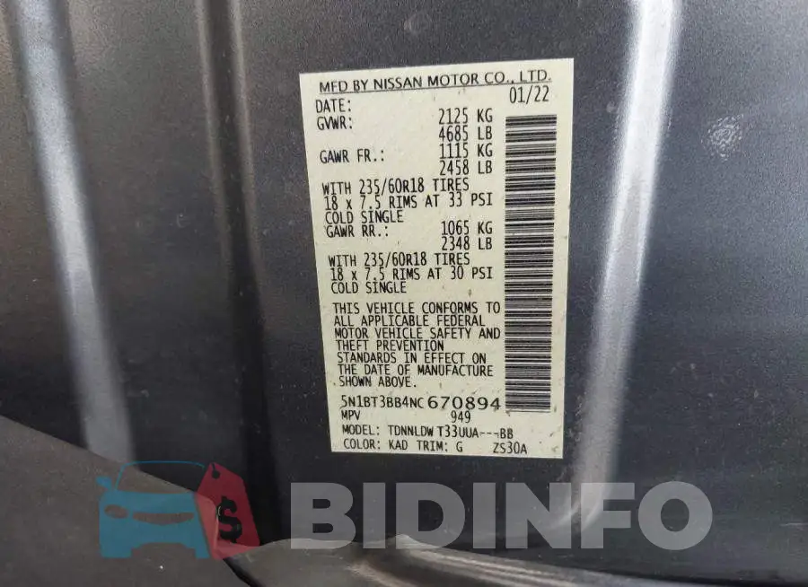 5N1BT3BB4NC670894 Photo# 9