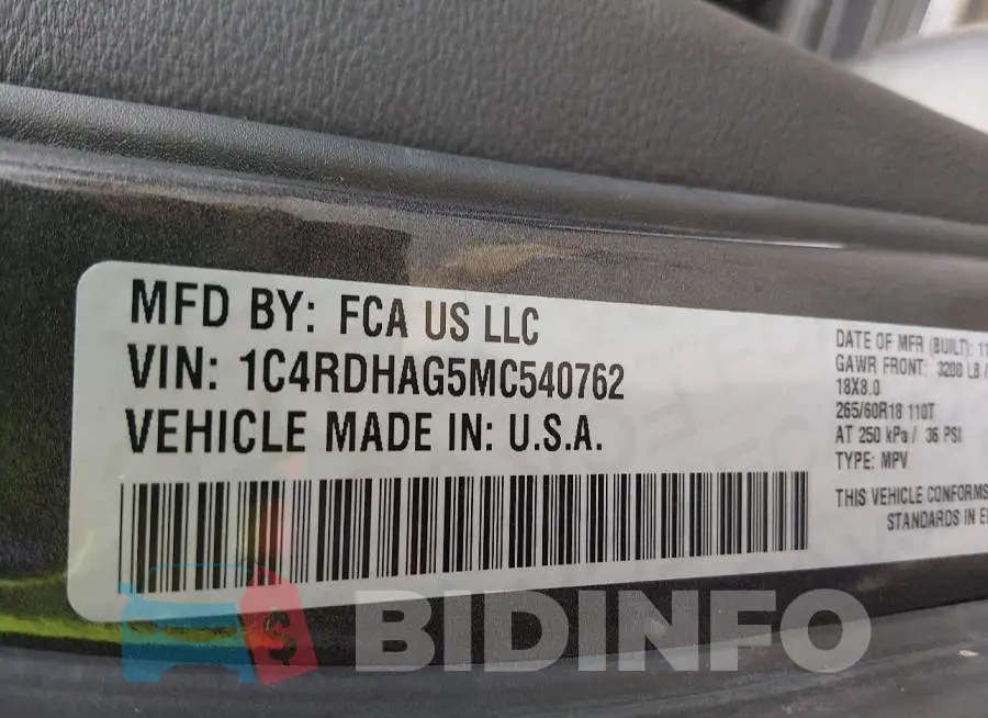 1C4RDHAG5MC540762 Photo# 9