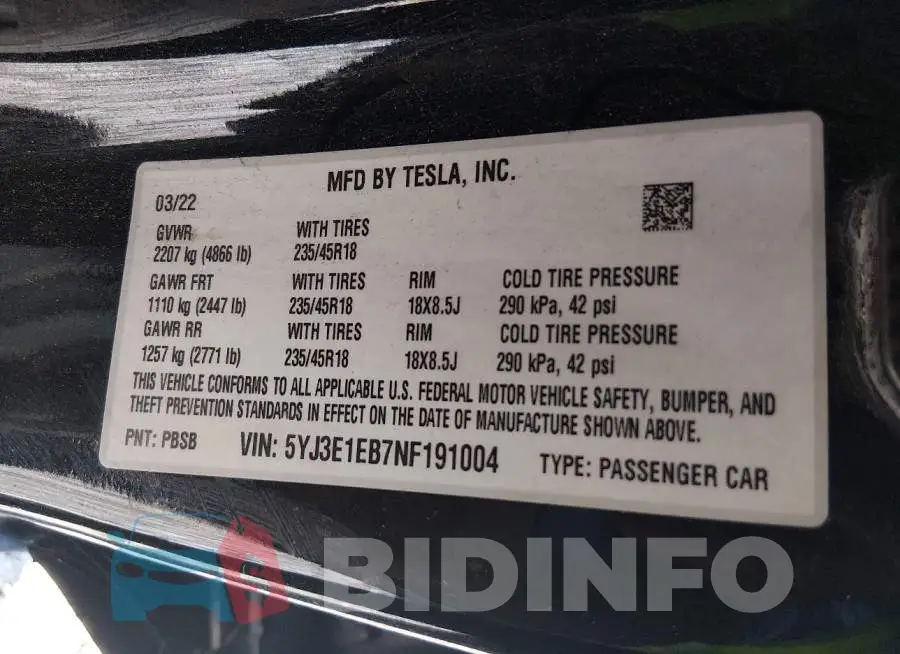 5YJ3E1EB7NF191004 Photo# 9