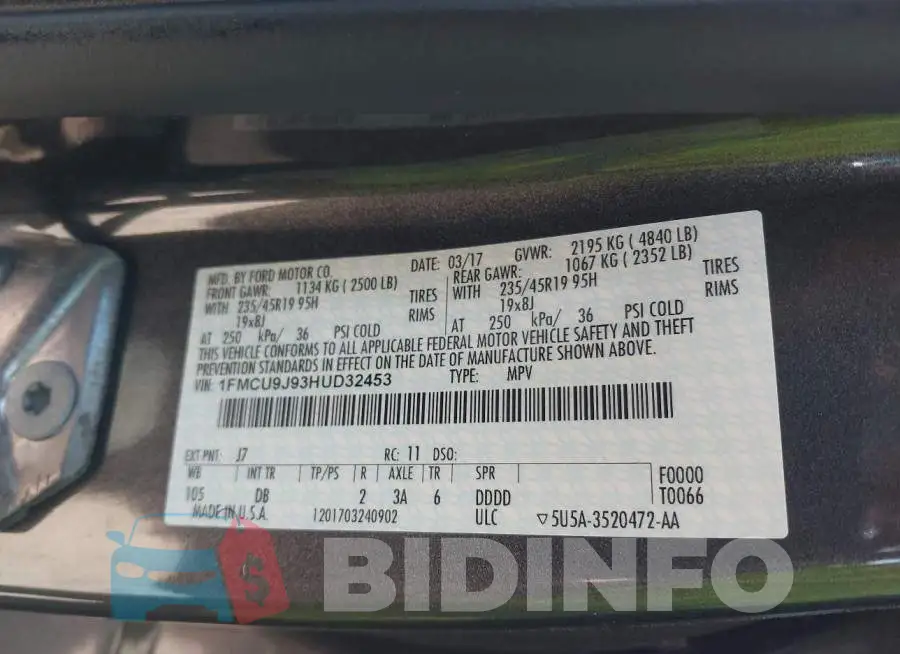 1FMCU9J93HUD32453 Photo# 9