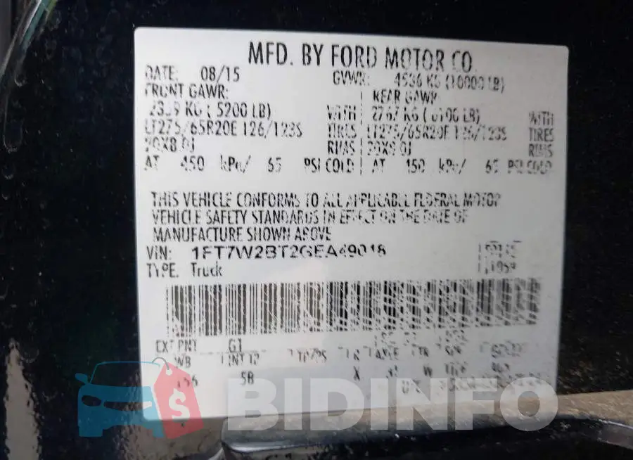1FT7W2BT2GEA49018 Photo# 9