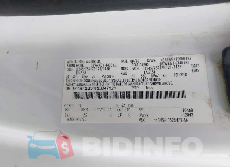 1FTBF2B66HEB47121 Photo# 9