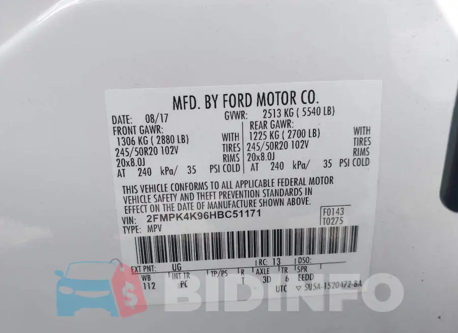 2FMPK4K96HBC51171 Photo# 9