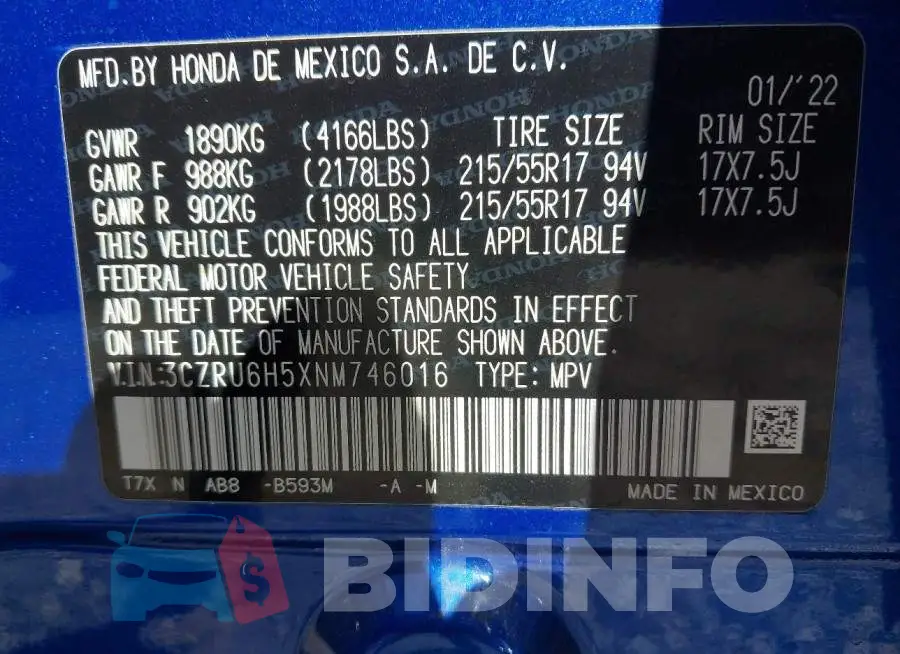 3CZRU6H5XNM746016 Photo# 9