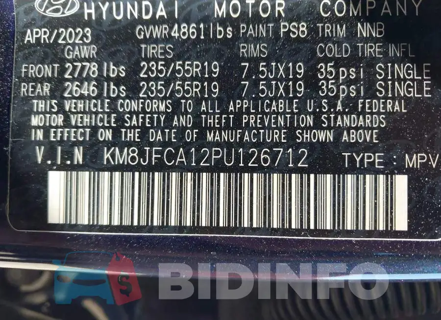 KM8JFCA12PU126712 Photo# 9